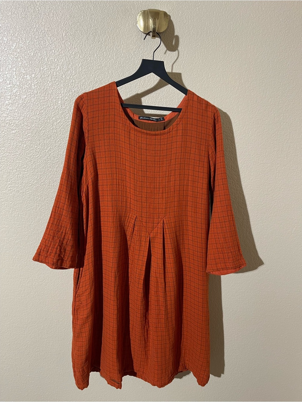 Gudrun Sjoden Rust Grid Midi Dress